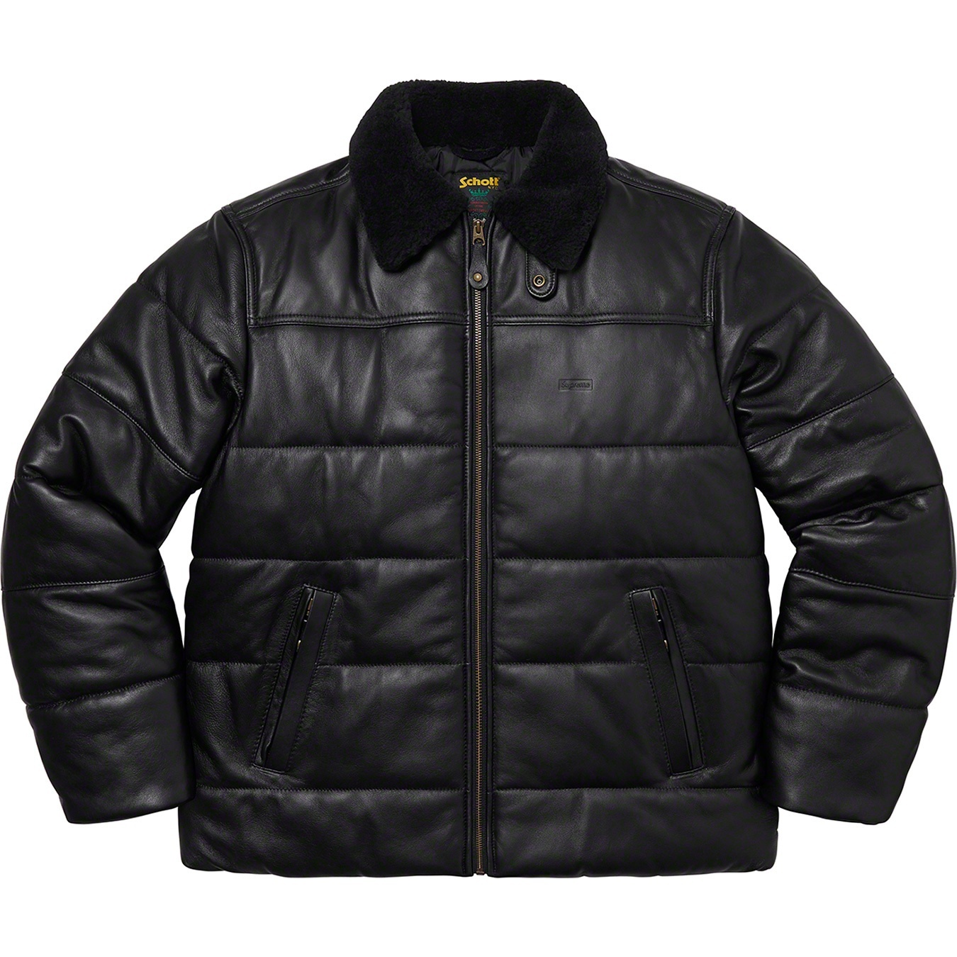 Supreme®/Schott® Shearling Collar Leather Puffy Jacket view 4